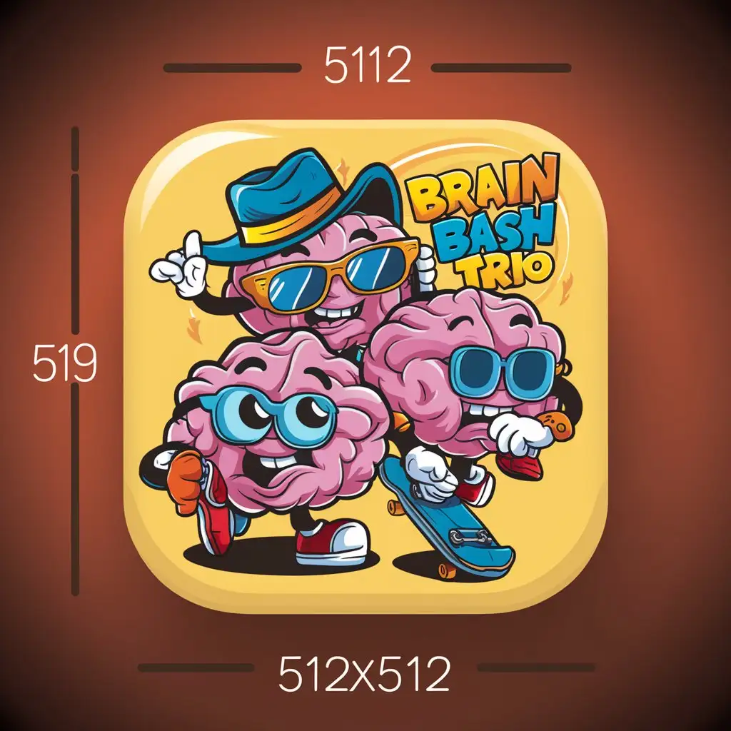 Colorful-Trio-of-Brains-for-Brain-Bash-Trio-App-Icon