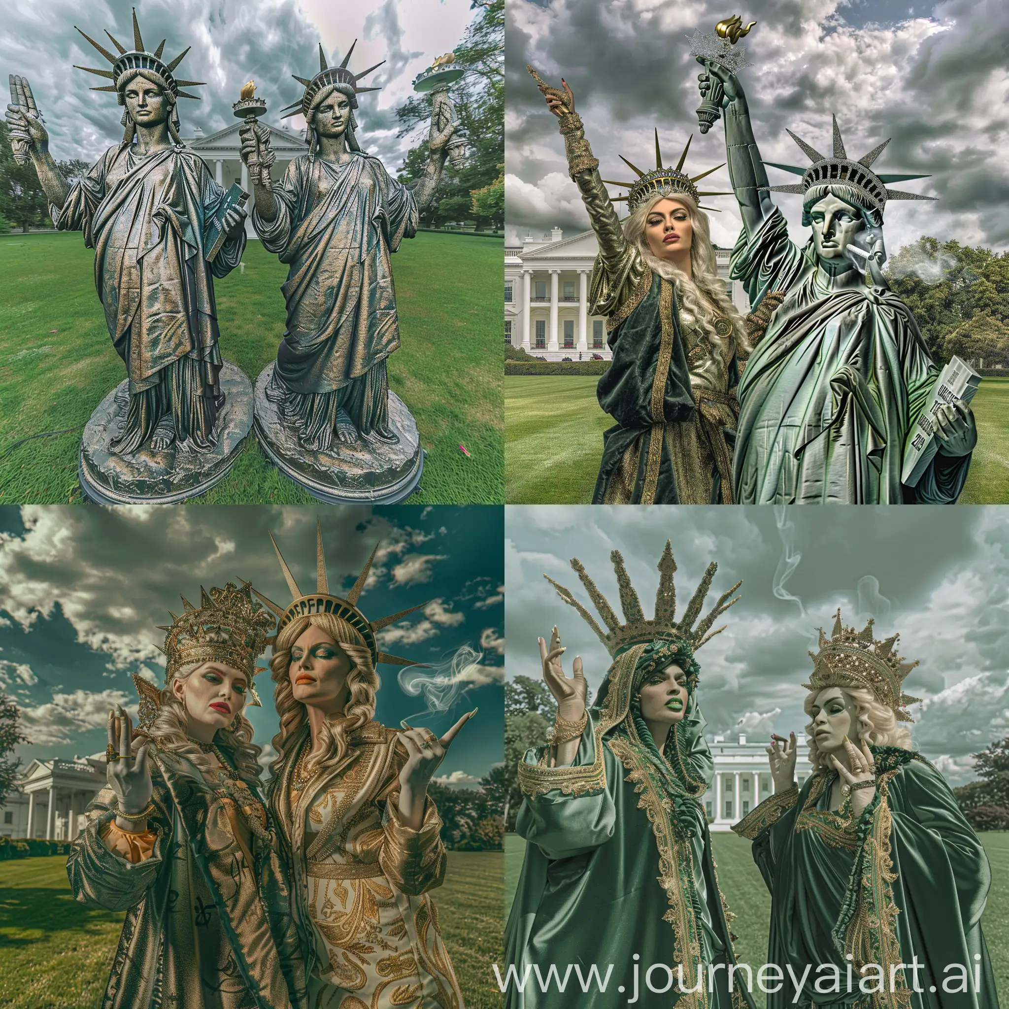 Madonna-Ciccone-Lookalikes-in-Statue-of-Liberty-Garb-Spar-at-White-House-Lawn