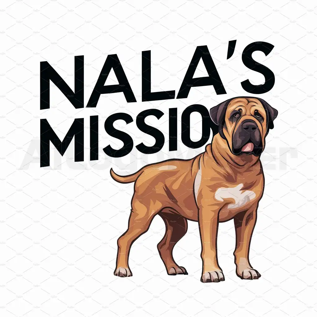 a logo design,with the text "Nala's Mission", main symbol:Mastiff,Moderate,clear background