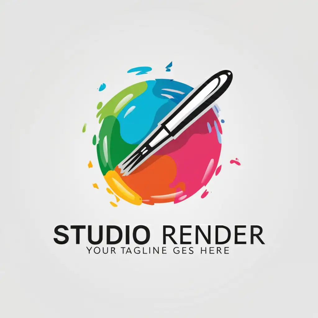 a logo design,with the text "Studio Render", main symbol:Paint brush and pallet,Moderate,be used in Entertainment industry,clear background