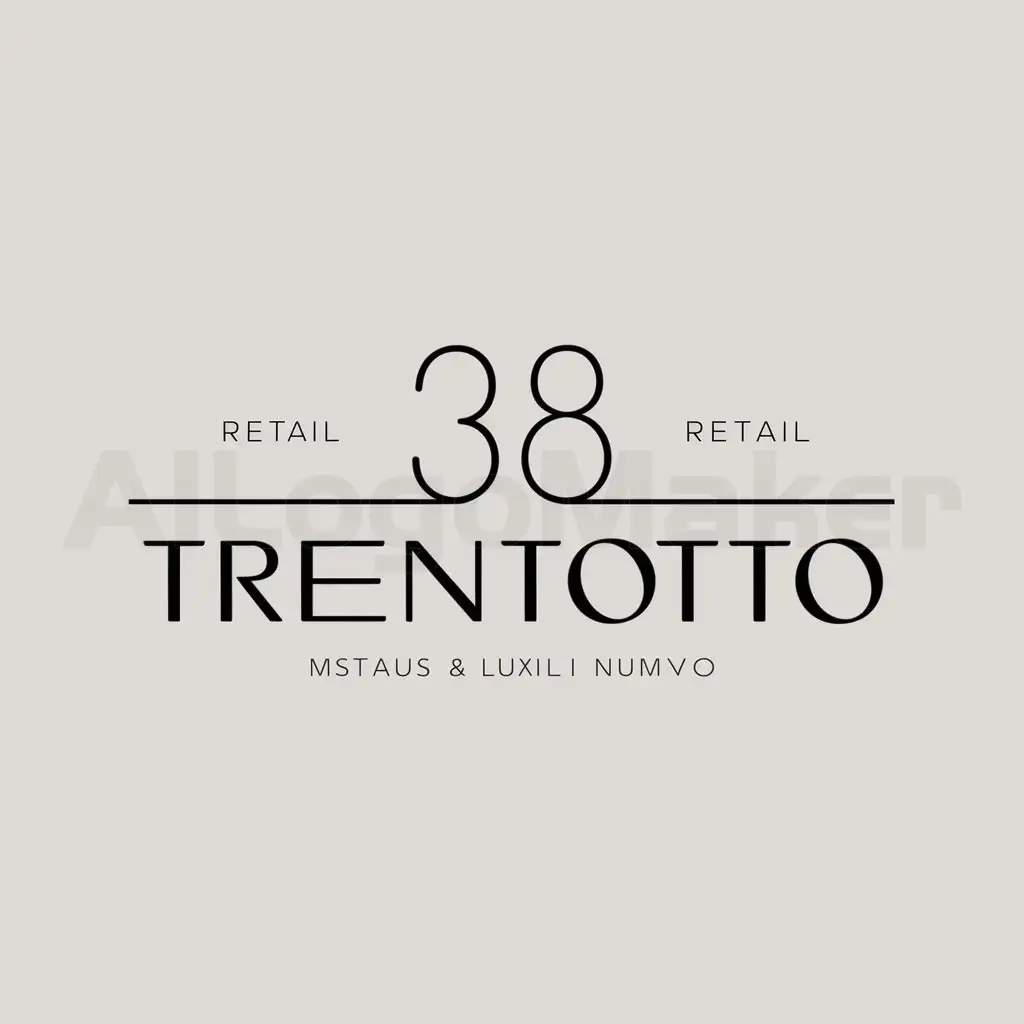 a logo design,with the text "Trentotto", main symbol:38,Minimalistic,be used in Retail industry,clear background
