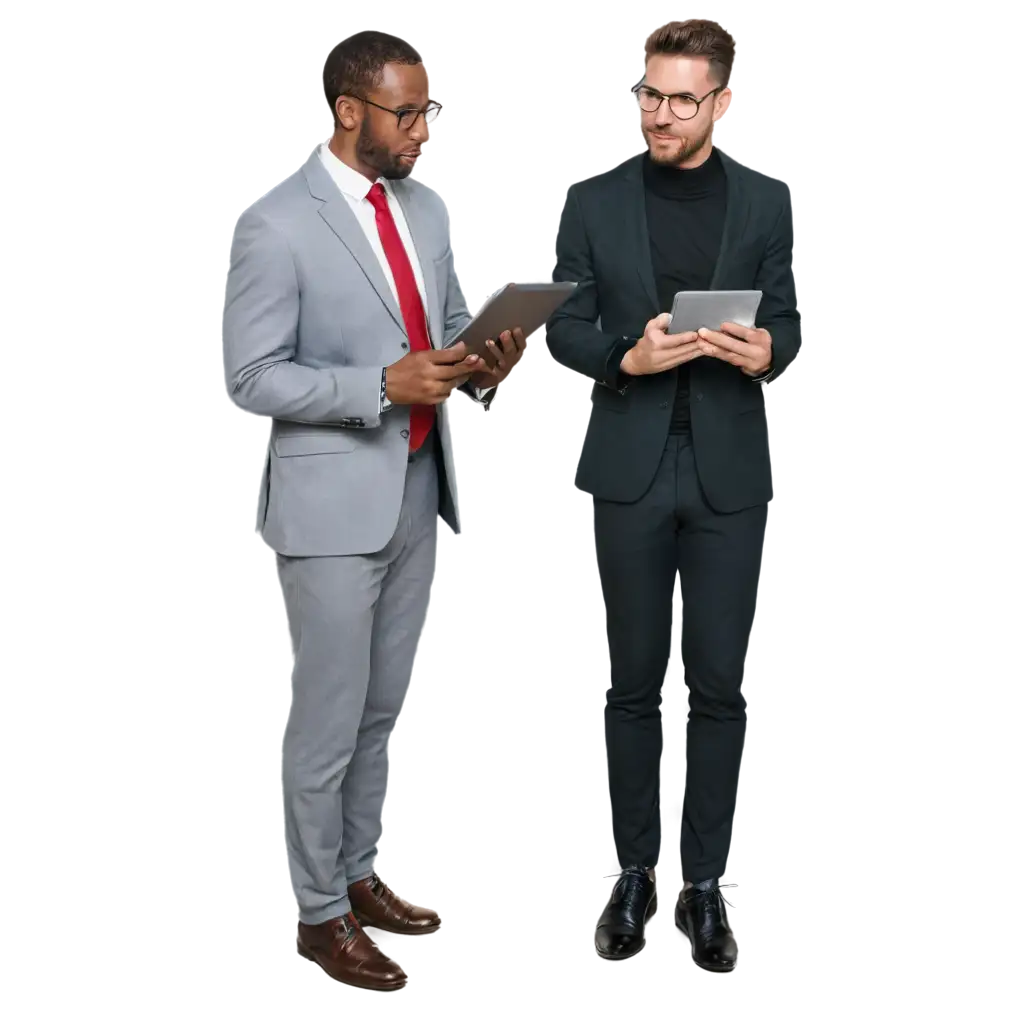 a professional consultant, well dresses black man standing, and holding a tablet.