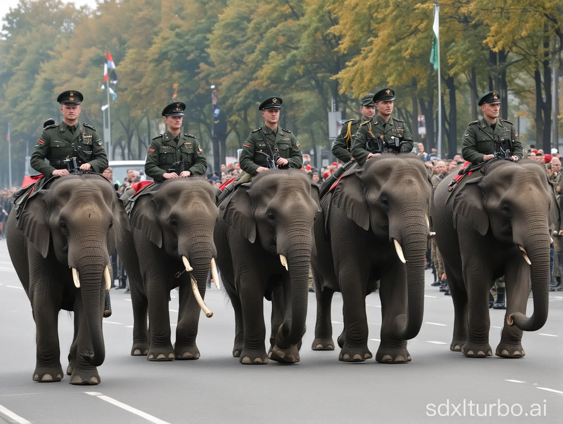 German Bundeswehr has a parade with armed war elephants