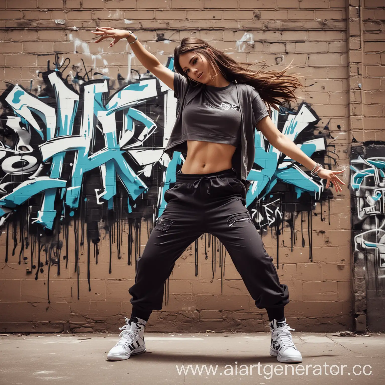 девушка танцующая хип хоп в стиле граффити