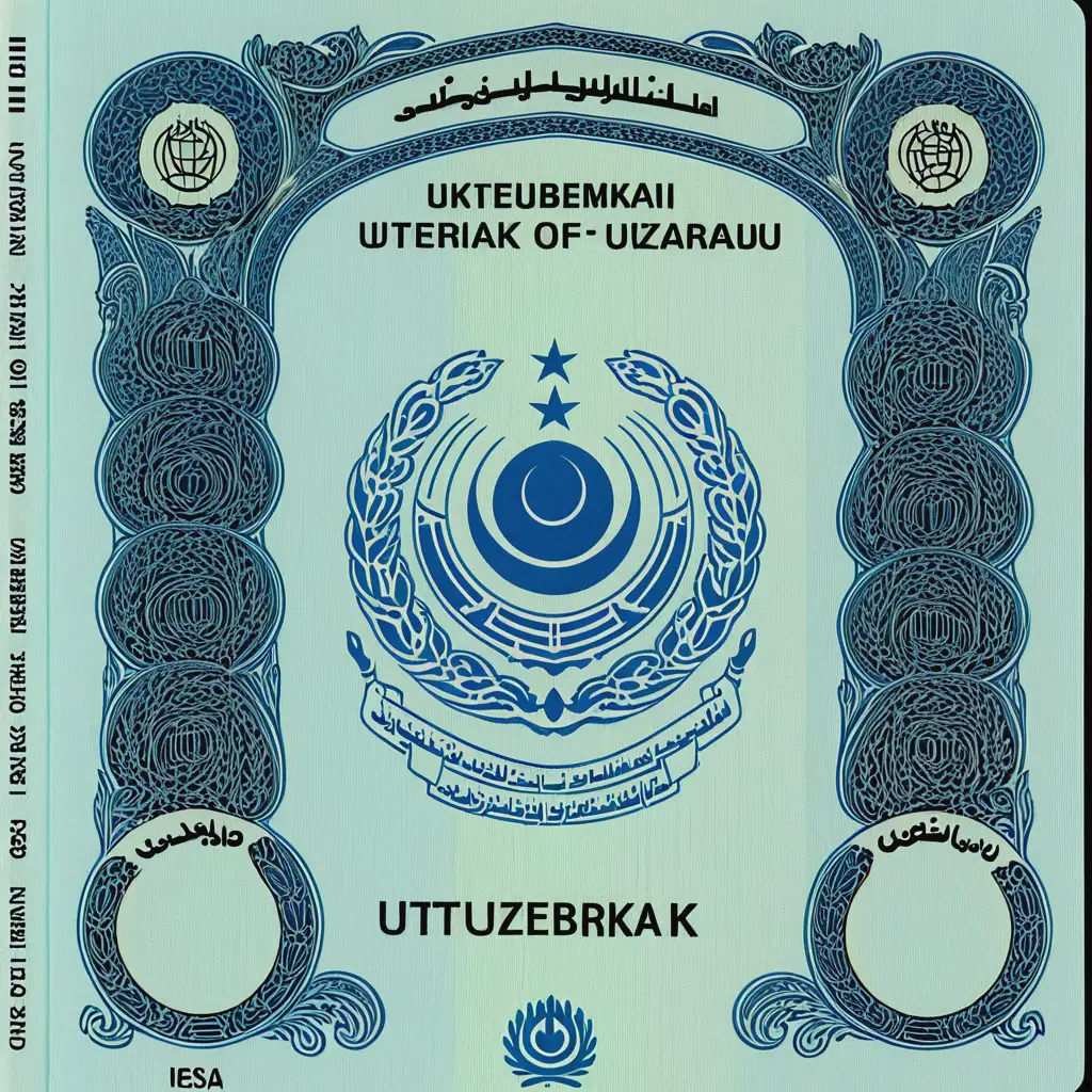 Passport of the Republic of Uzbekistan Official Document with National Emblem and Biometric Information