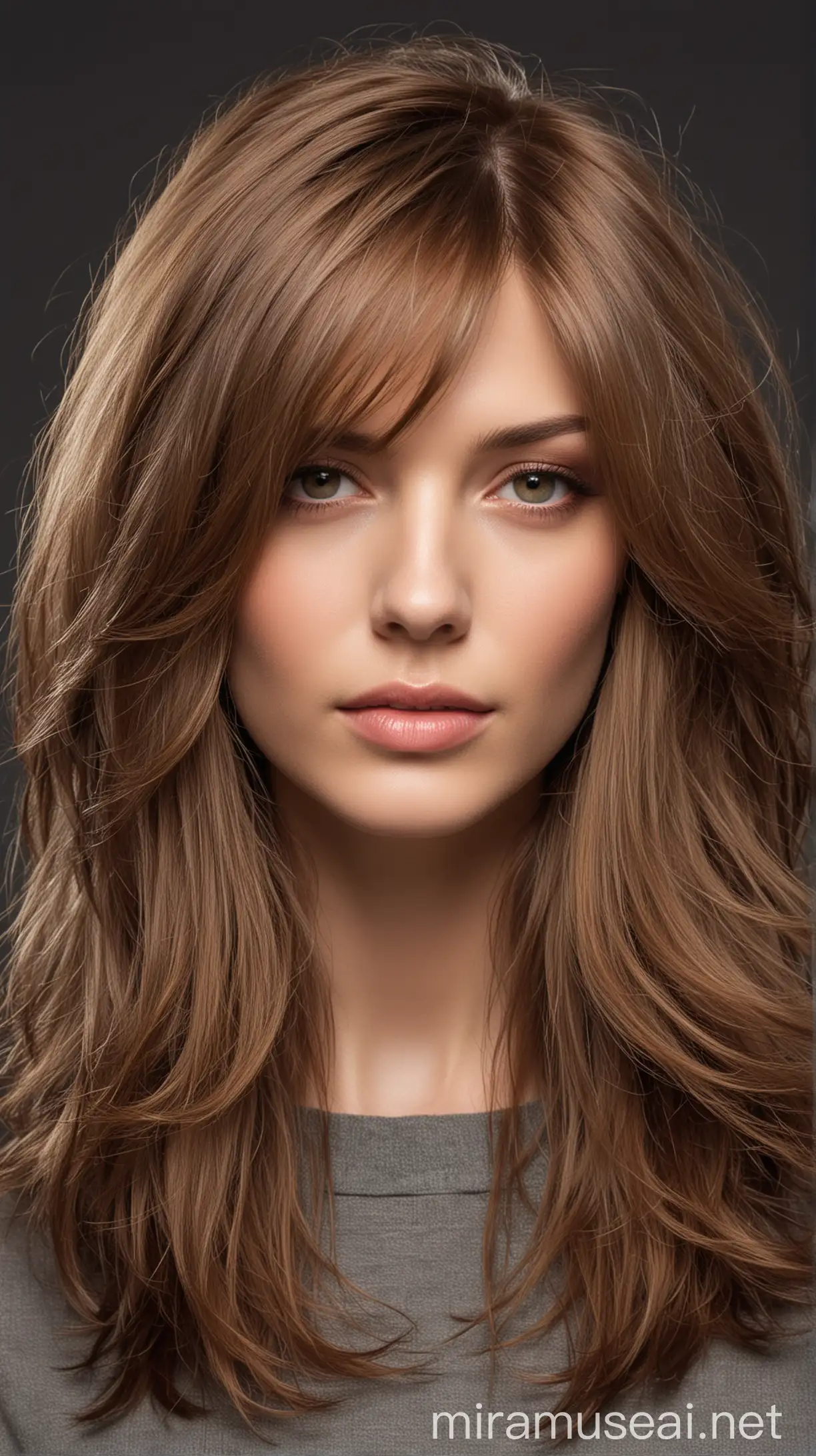 Spectacular Long Layers Haircut Professional Profile Model with Stunning Hairdo