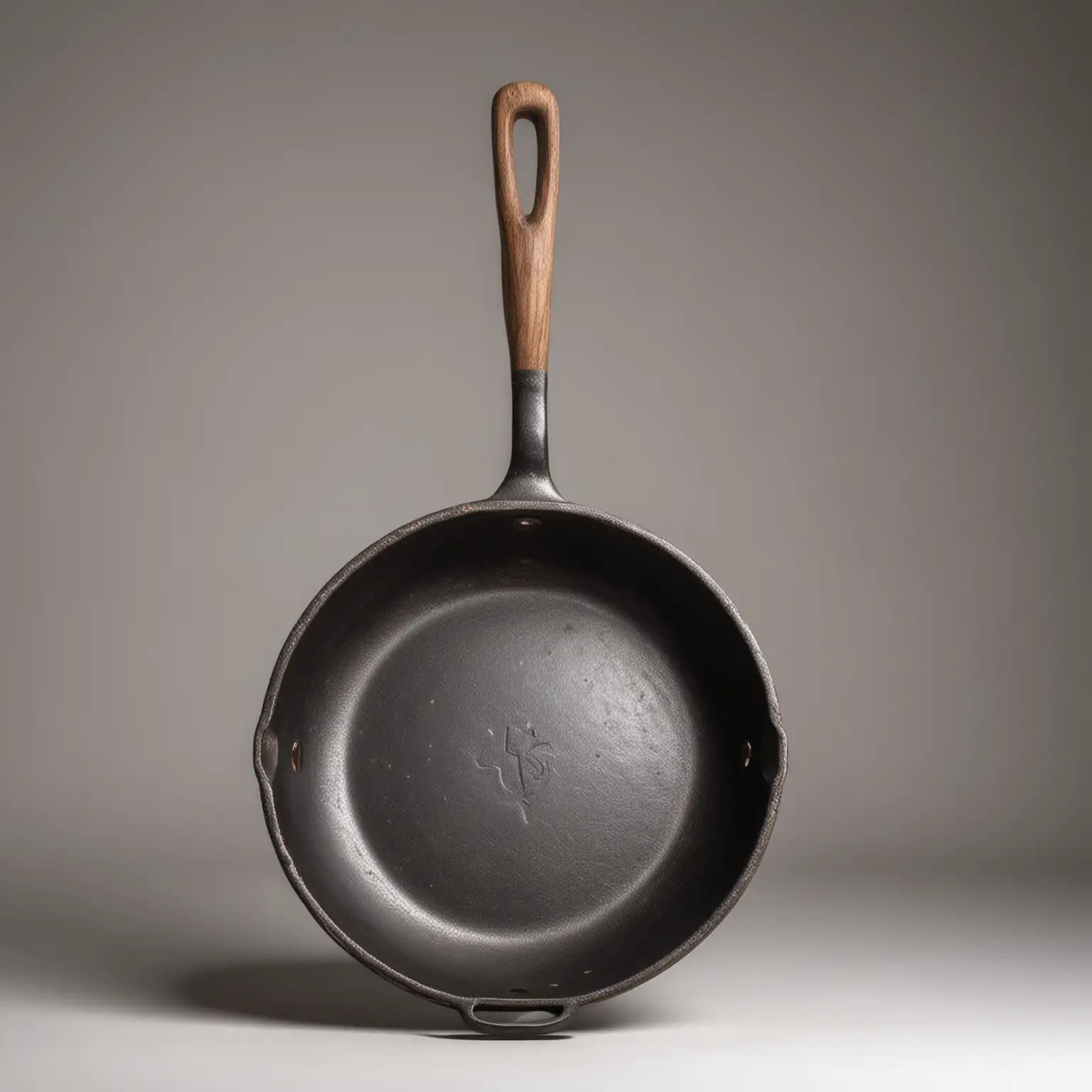 High-Quality-Steel-Ancient-Skillet-with-Long-Handle-on-White-Background