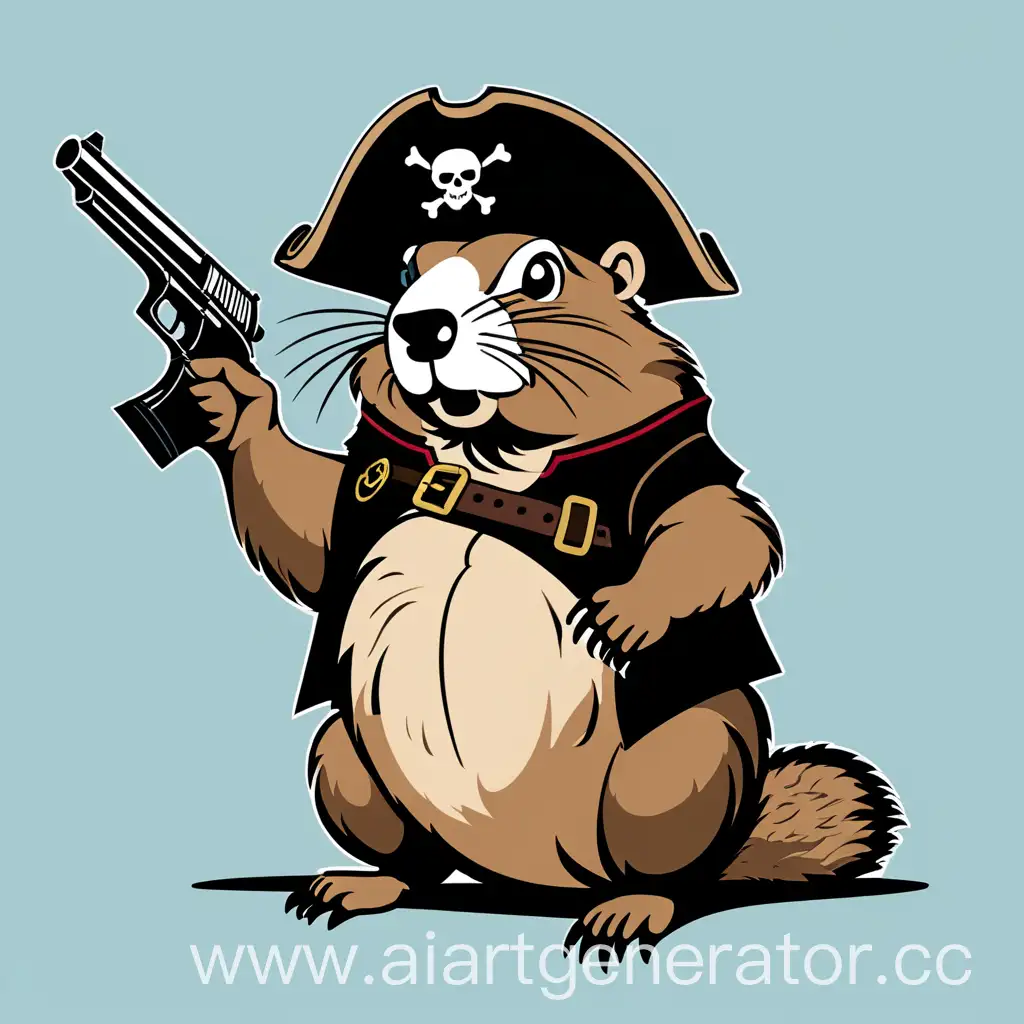 Pirate-Groundhog-with-Eye-Patch-and-Gun