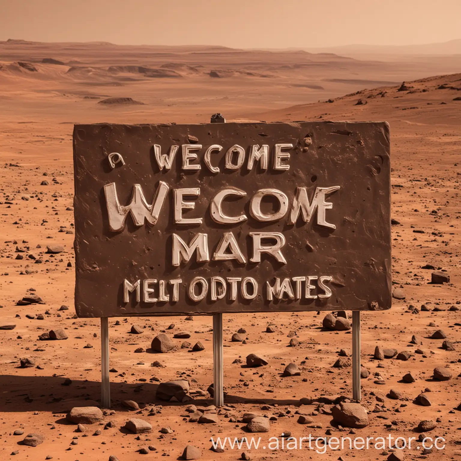 A welcome sign on Mars