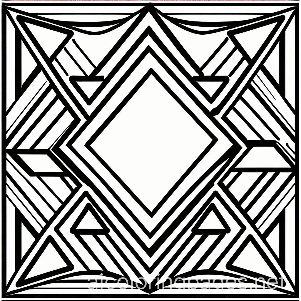 A very simple design of rhombus all in different sizes , Coloring Page, black and white, line art, white background, Simplicity, Ample White Space. The background of the coloring page is plain white to make it easy for young children to color within the lines. The outlines of all the subjects are easy to distinguish, making it simple for kids to color without too much difficulty