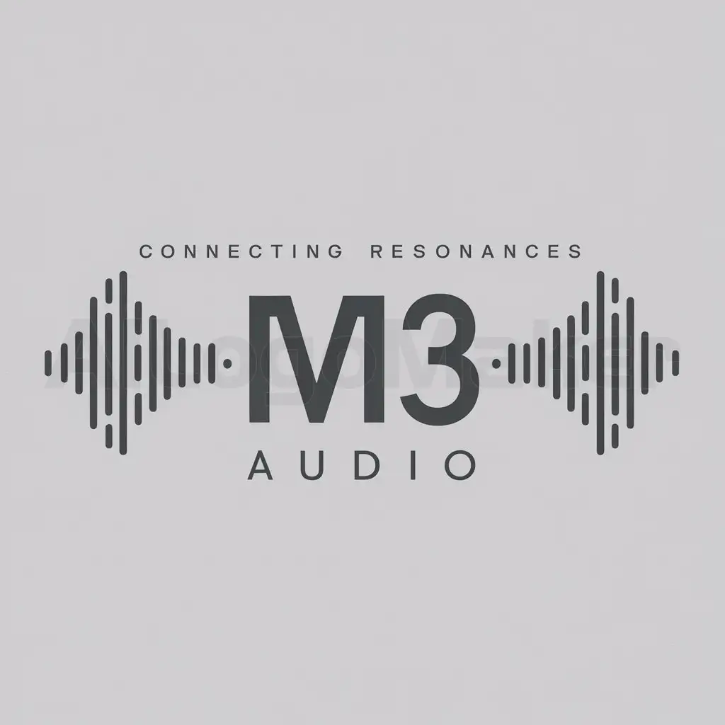 a logo design,with the text "Connecting resonances", main symbol:M³ Audio,Moderate,be used in audio industry,clear background