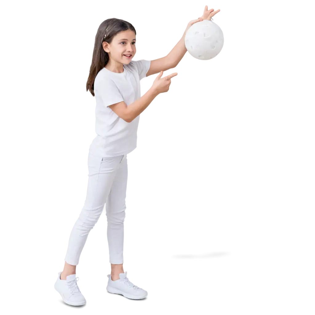 Sophia-Squires-6YearOld-Girl-with-White-Ball-Painted-with-Black-Stripes-PNG-Image