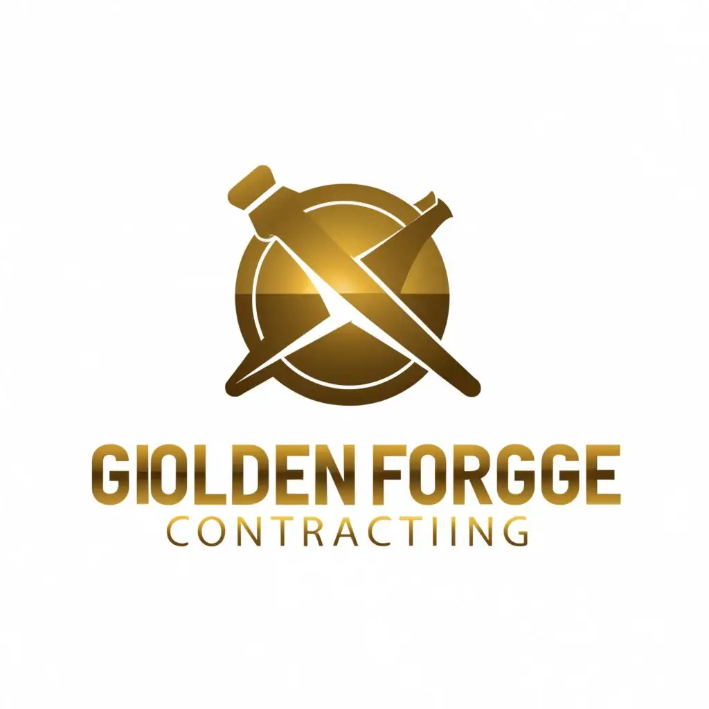 a logo design,with the text "Golden Forge Contracting", main symbol:Eye-catching, 
modern and sleek logo for construction company. New Zealand company. Primarily feature the company name, be in a gold colour.
The company called "Golden Forge Contracting",
 a person a kind of sedate feeling capable,
Simple and smart look,
 gold colour or Pantone gold,
,Moderate,be used in Construction industry,clear background