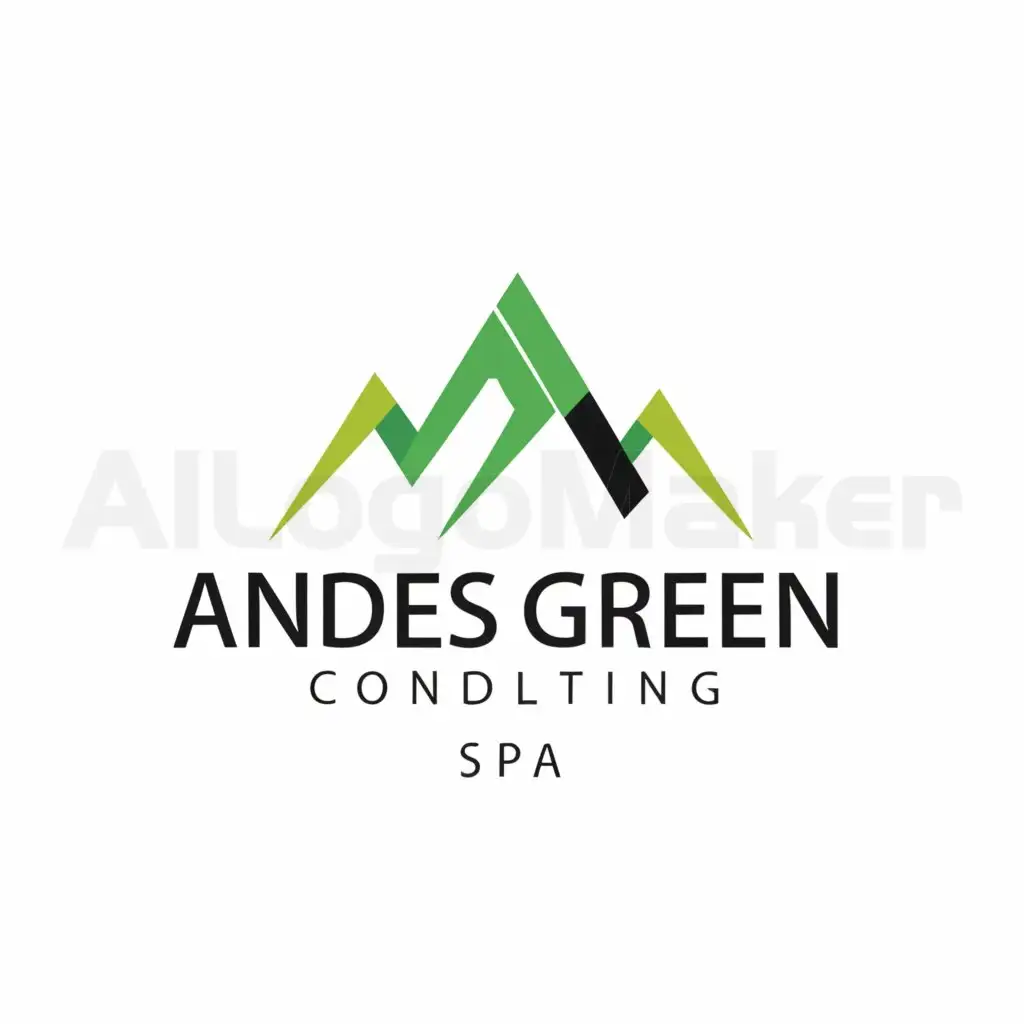 a logo design,with the text "Andes Green Consulting SpA", main symbol:Andes Cordillera with renewable energies,Moderate,be used in Others industry,clear background