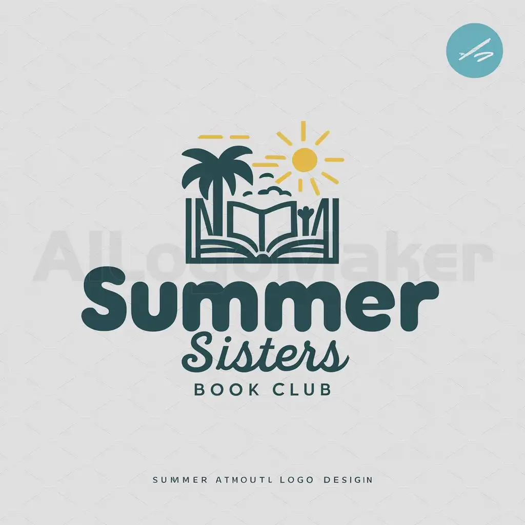 a logo design,with the text "Summer Sisters Book Club", main symbol:beach books,Moderate,be used in Education industry,clear background