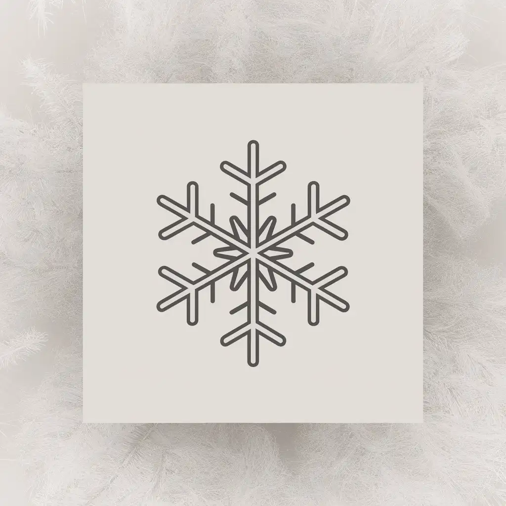 A minimalist line art design of a snowflake for a winter holiday.