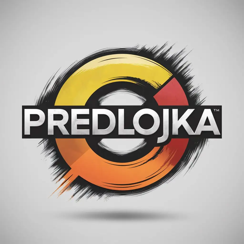 a logo design,with the text "PREDLOJKA", main symbol:round symbol. yellow, red, orange, black colors. Game Standoff 2,complex,clear background