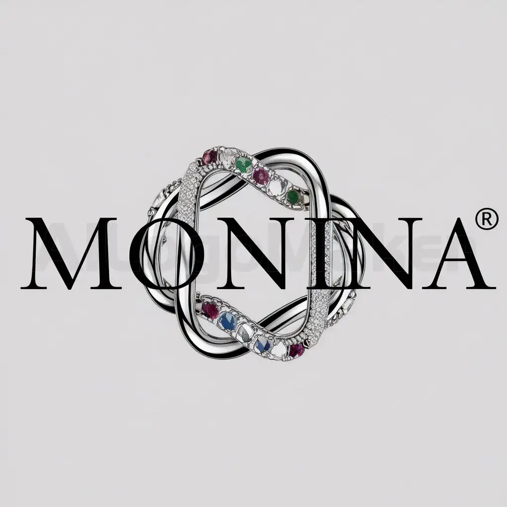 a logo design,with the text "Monina", main symbol:bracelet,complex,be used in Others industry,clear background