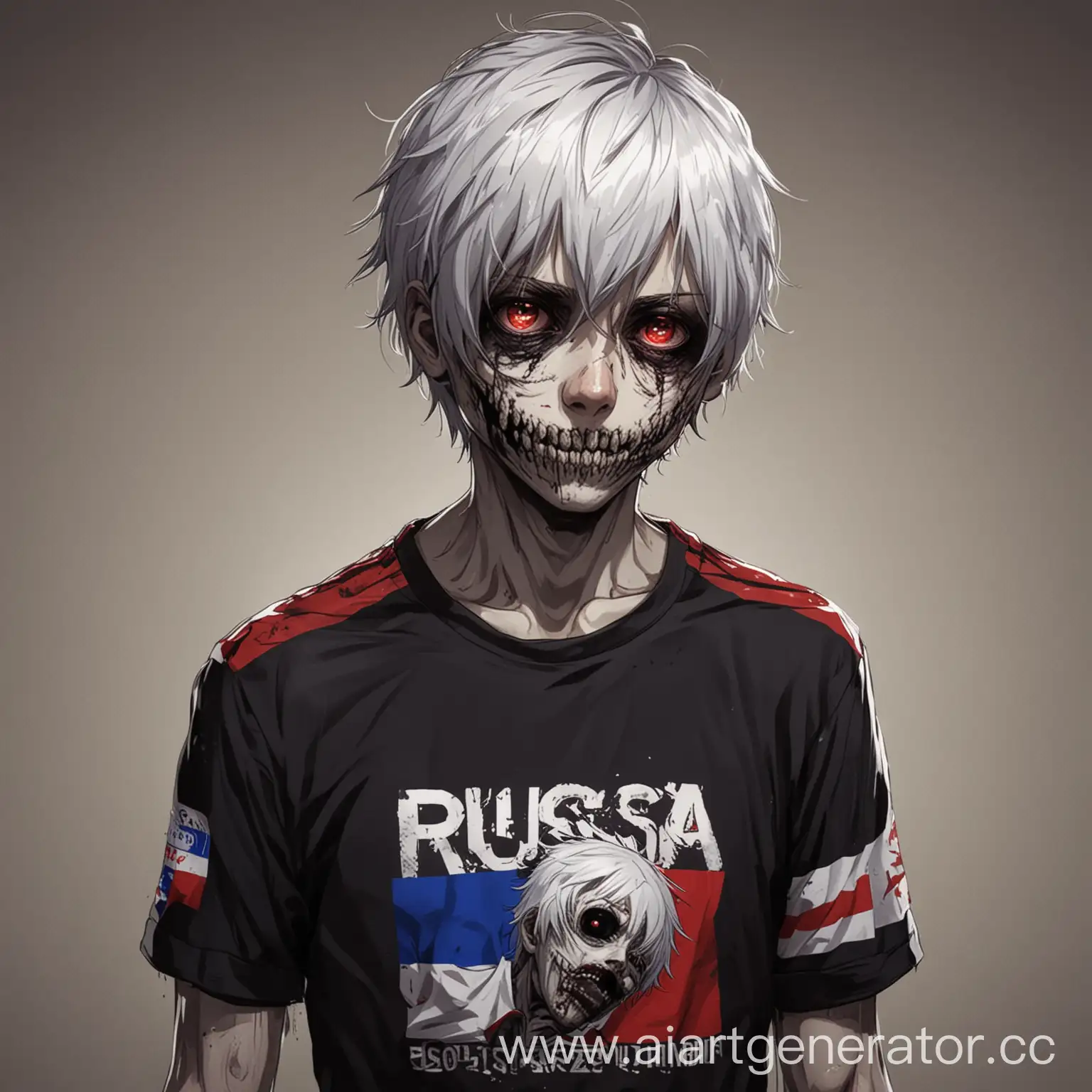 Ghoul из Токийский гуль проигрывает миньону сильному в футболке Russia