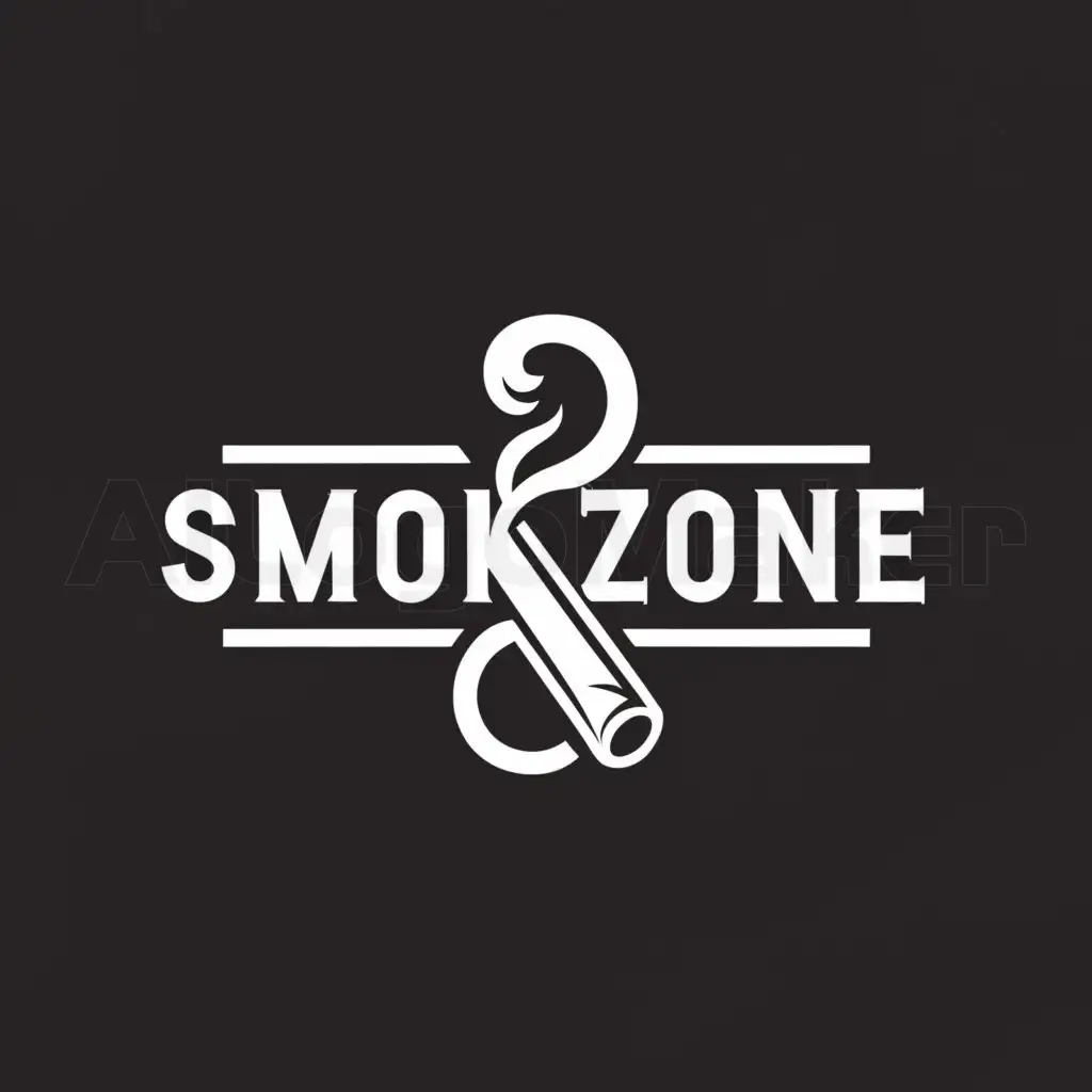 a logo design,with the text "Smokezone", main symbol:Cigarette and smokes,Minimalistic,clear background