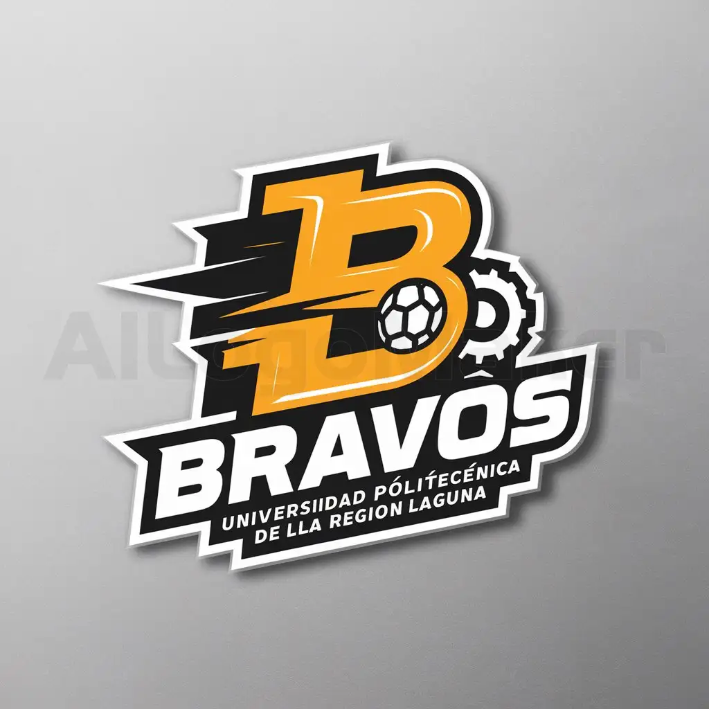 a logo design,with the text "BRAVOS , UNIVERSIDAD POLITECNICA DE LA REGION LAGUNA", main symbol:generate a sports logo for souvenirs focused on a university that can be used in multiple printing applications,Moderate,clear background