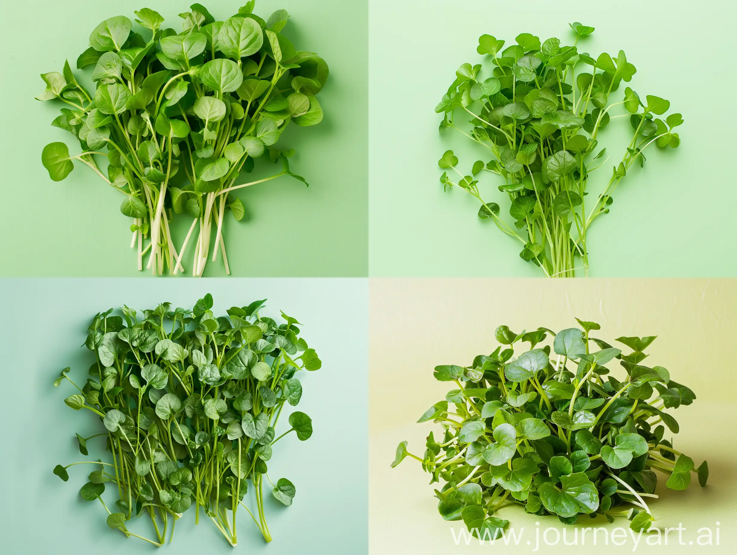 Studio photography with a background of one color of watercress