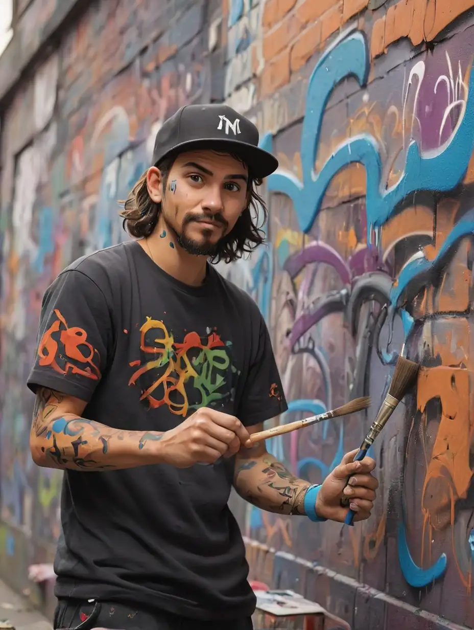 Urban Street Art Graffiti Artist with a Paint Brush