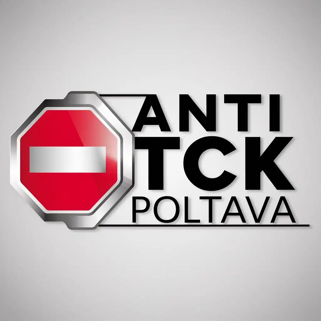 a logo design,with the text "ANTI TCK POLTAVA", main symbol:stop symbol,Moderate,be used in Technology industry,clear background