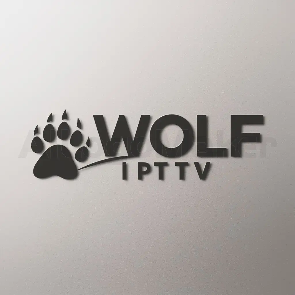 a logo design,with the text "Wolf IPTV", main symbol:Wolf Paw,Moderate,be used in Others industry,clear background