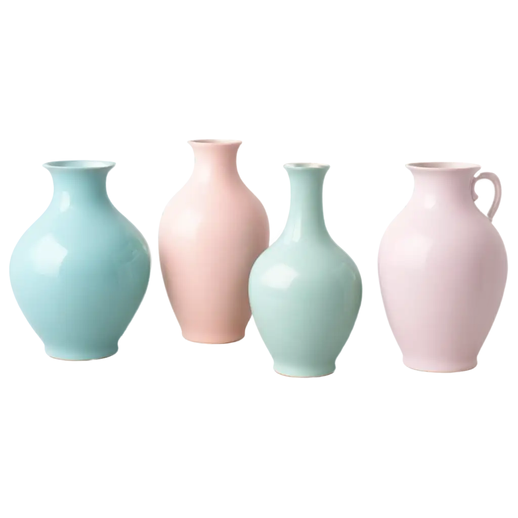 Exquisite-Vases-in-Pastel-Colors-Enhancing-Visual-Appeal-with-HighQuality-PNG-Image