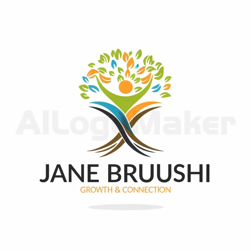 a logo design,with the text "Jane Bruschi", main symbol:tree and woman,Moderate,be used in psychology industry,clear background
