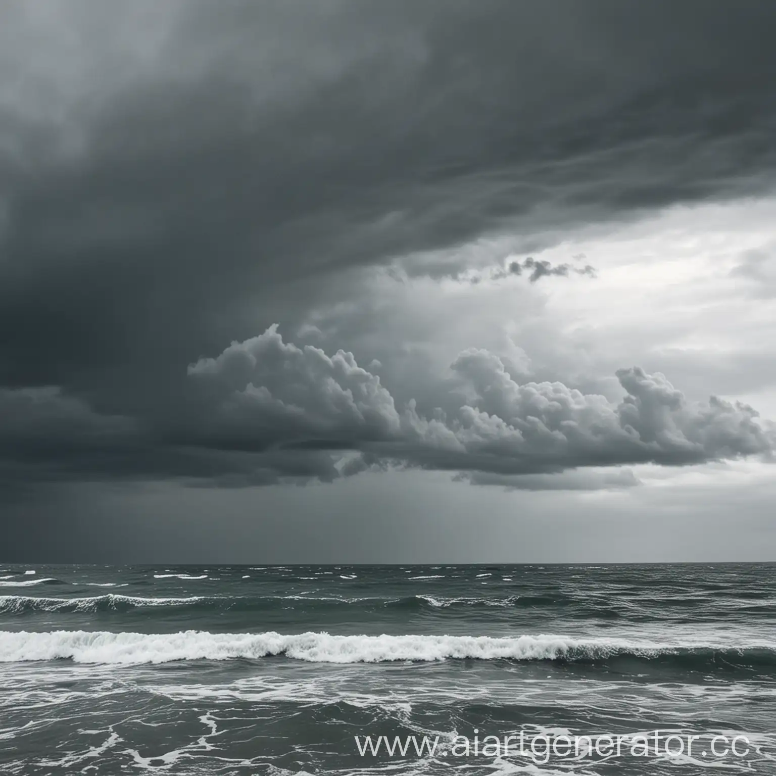 Moody-Gray-Sky-Over-Ocean-Tranquil-Seascape-with-Overcast-Sky