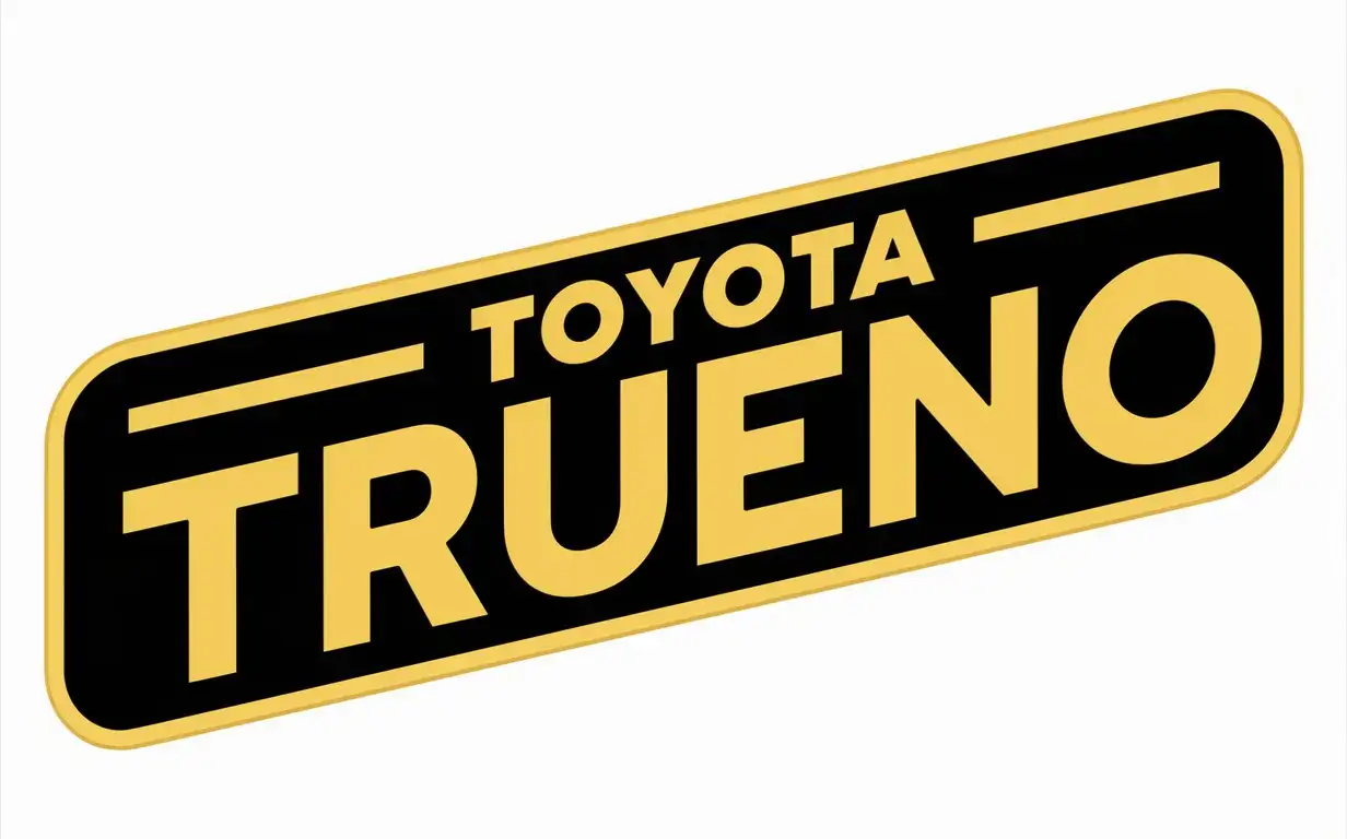 a rectangular sticker, 1970s look with large letters with Written: Toyota Trueno