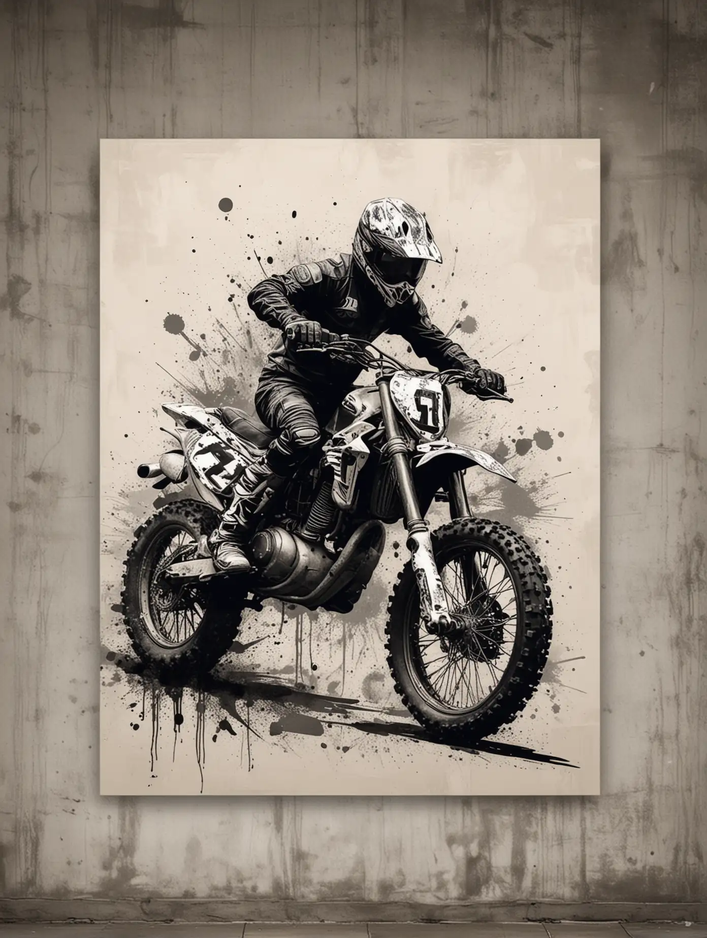 Modern Artistic Graffiti Motorcycle Poster Print