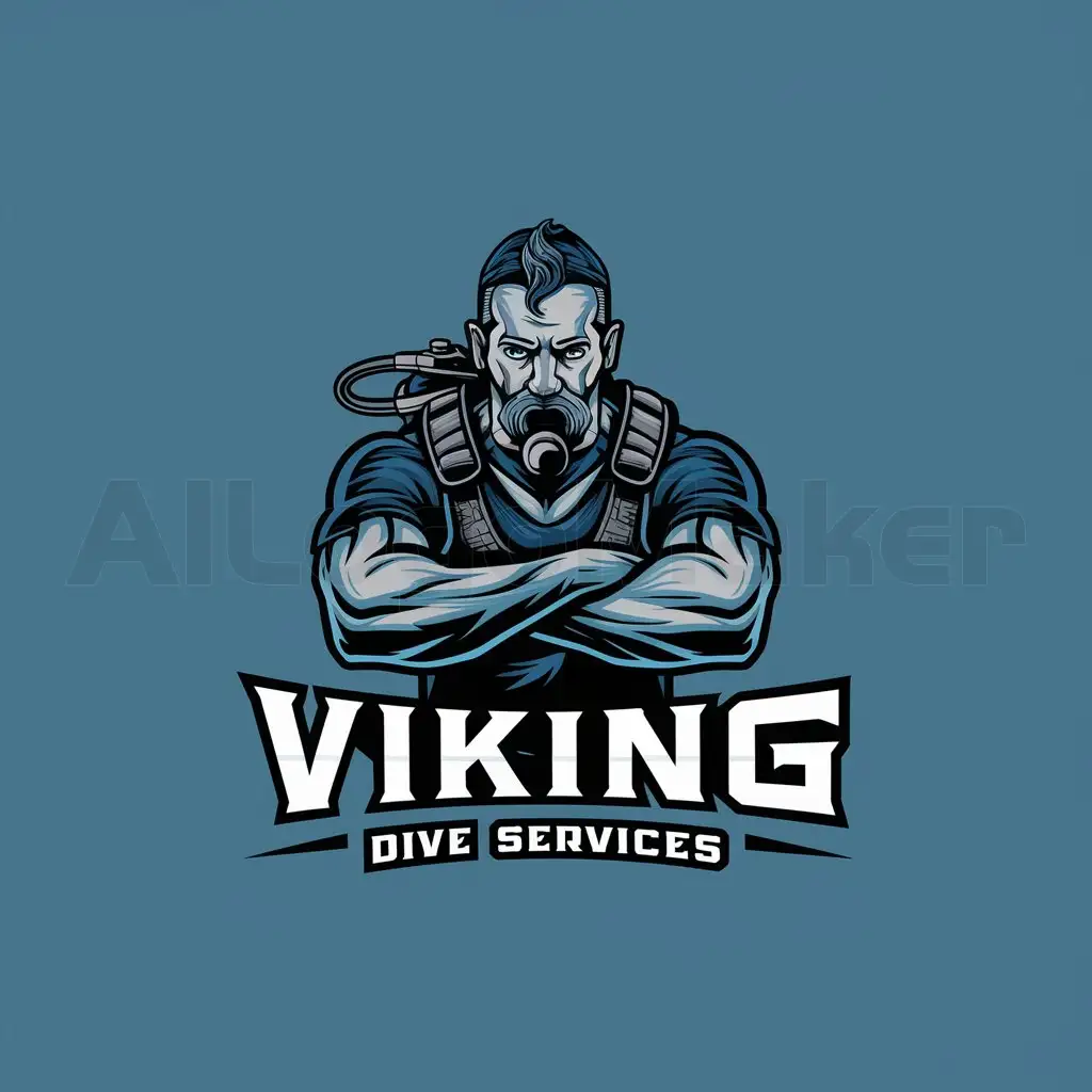 a logo design,with the text "Viking dive services
", main symbol:buff viking with scuba gear ,Moderate,clear background