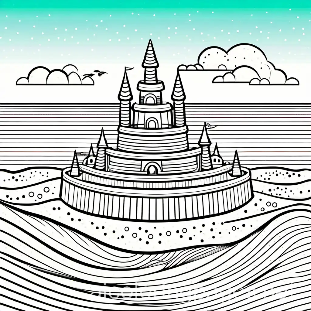 Summer-Beach-Coloring-Page-Sandcastle-and-Ice-Cream-in-Simple-Line-Art