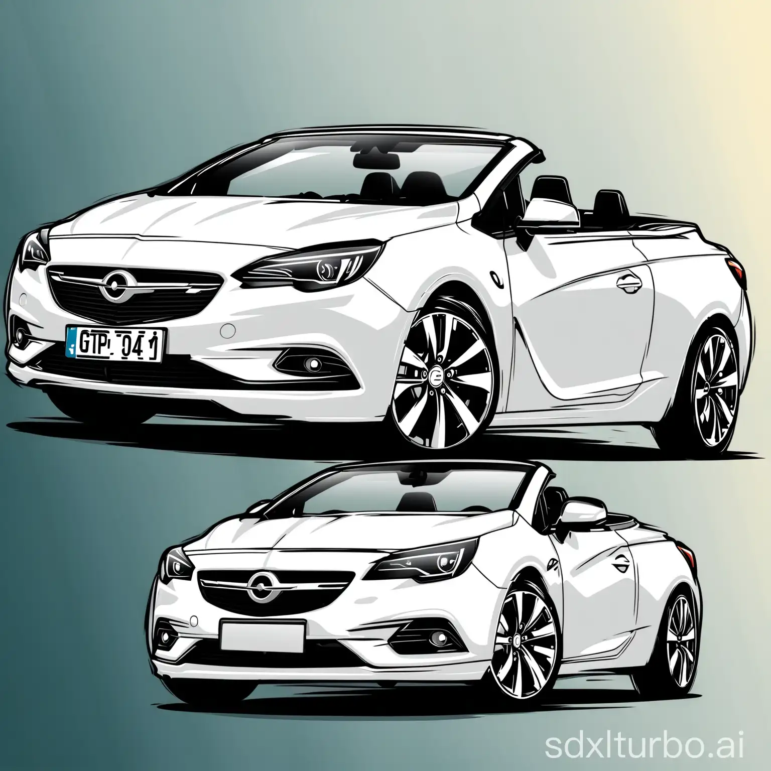 Opel cascada mineralweiß kennzeichen GT OP-14 vektor