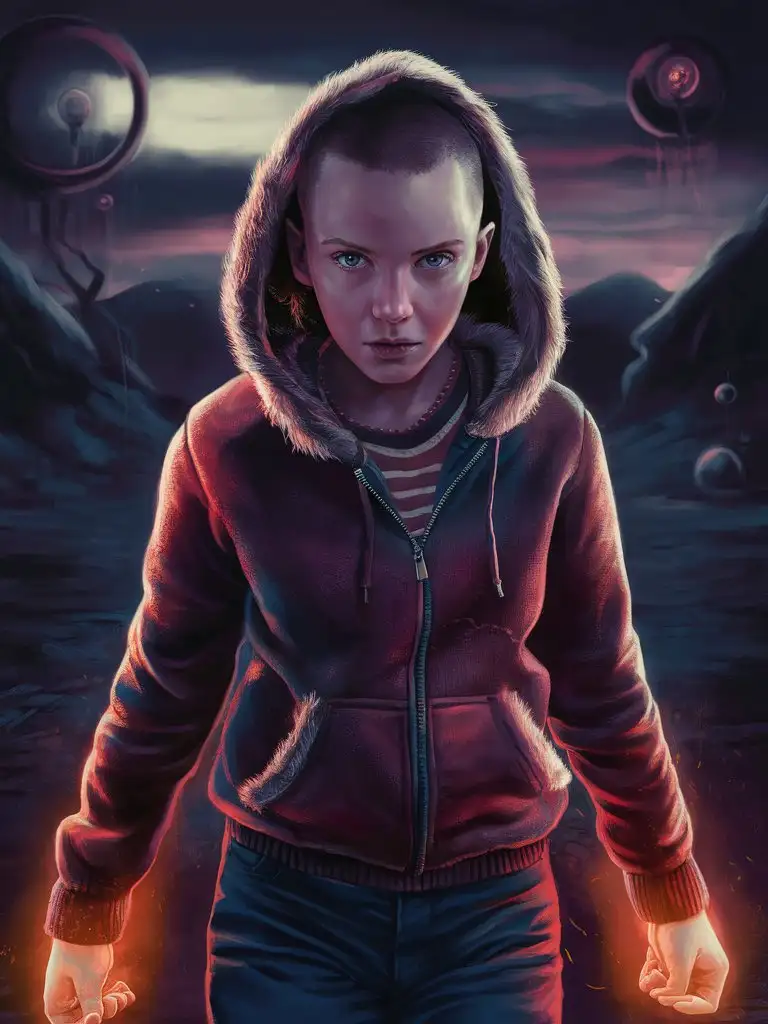 Eleven-in-FurLined-Hoodie-Captivating-Ultra-HD-Digital-Art-from-Stranger-Things