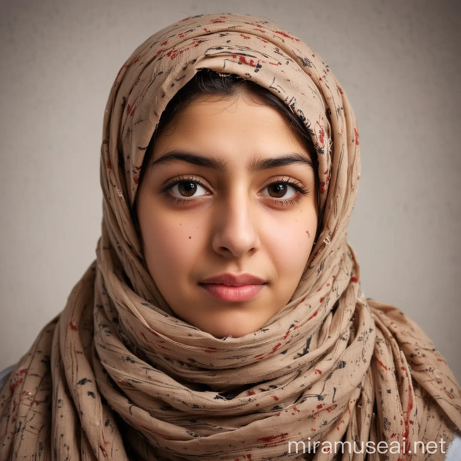 Young Bahraini Woman with Scarf Expressing Deep Concern
