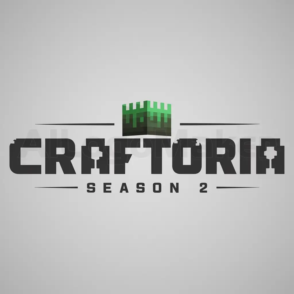 a logo design,with the text "Craftoria", main symbol:Minecraft, grass block,Moderate,be used in Season 2 industry,clear background