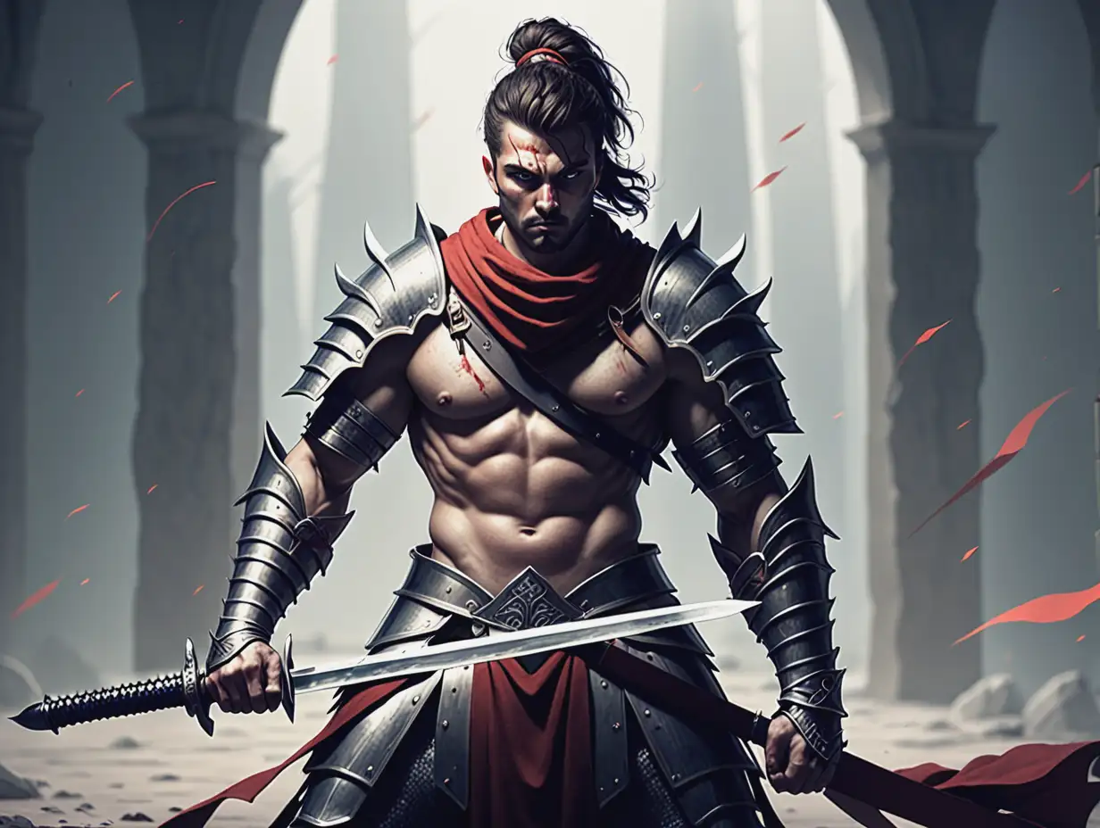 Human-Warrior-Holding-Sword-in-Fantasy-Battle-Scene