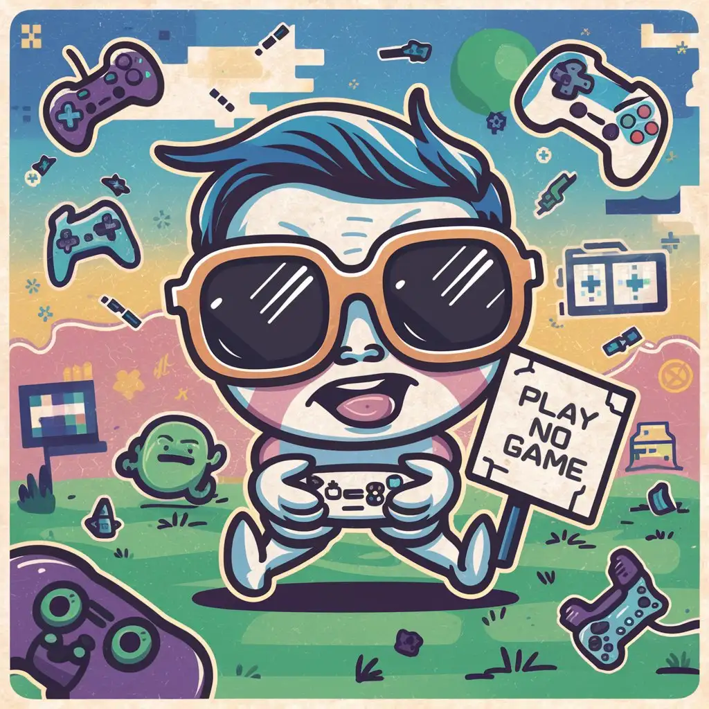 sunglasses, Game, Play no game, Cartoon style, 