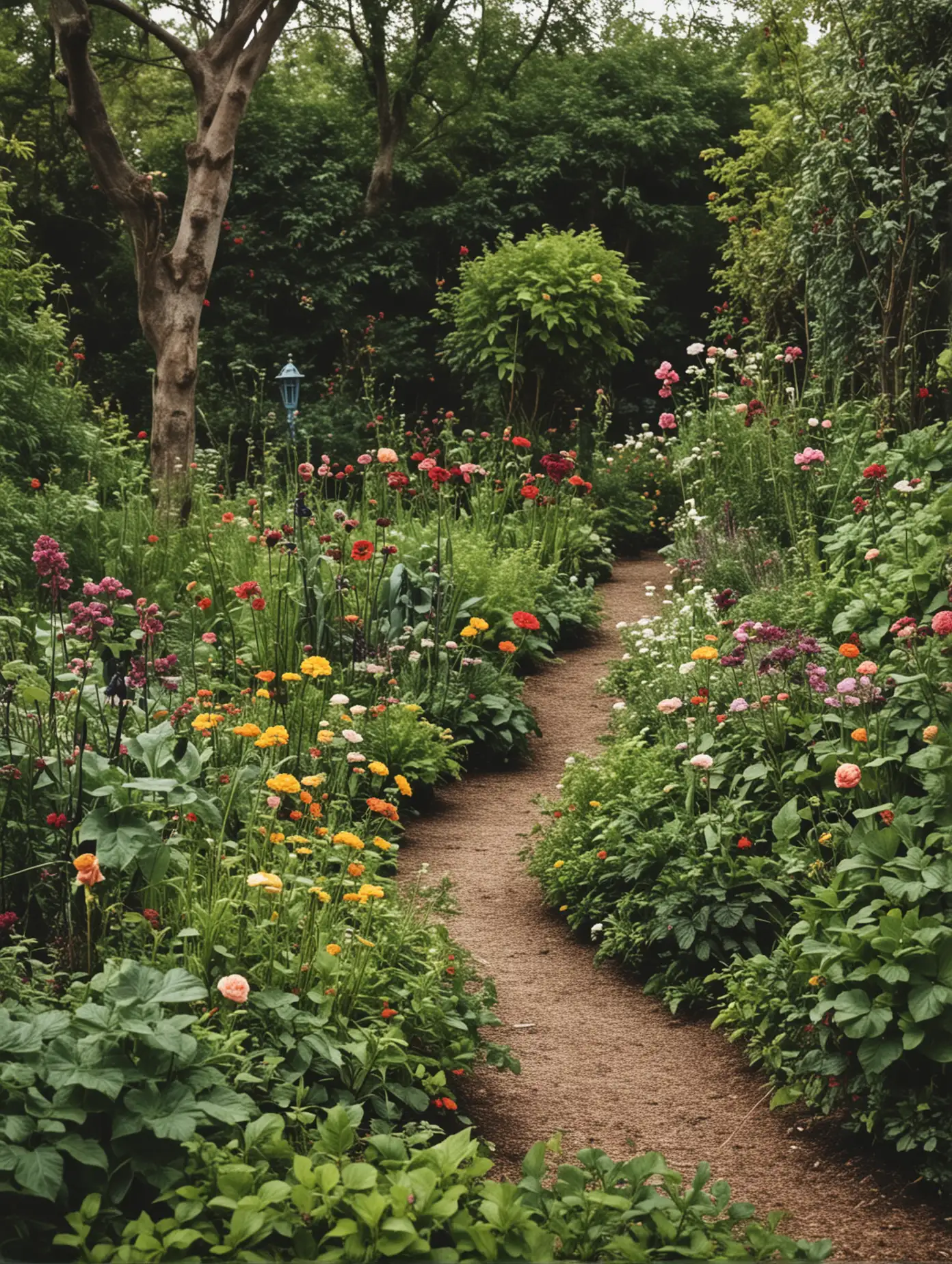 Serene-Garden-with-Blossoming-Flowers-and-Winding-Pathway