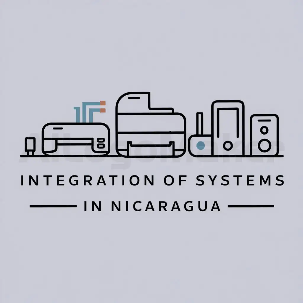 a logo design,with the text "integration of systems in nicaragua", main symbol:printers and modern items,Moderate,clear background