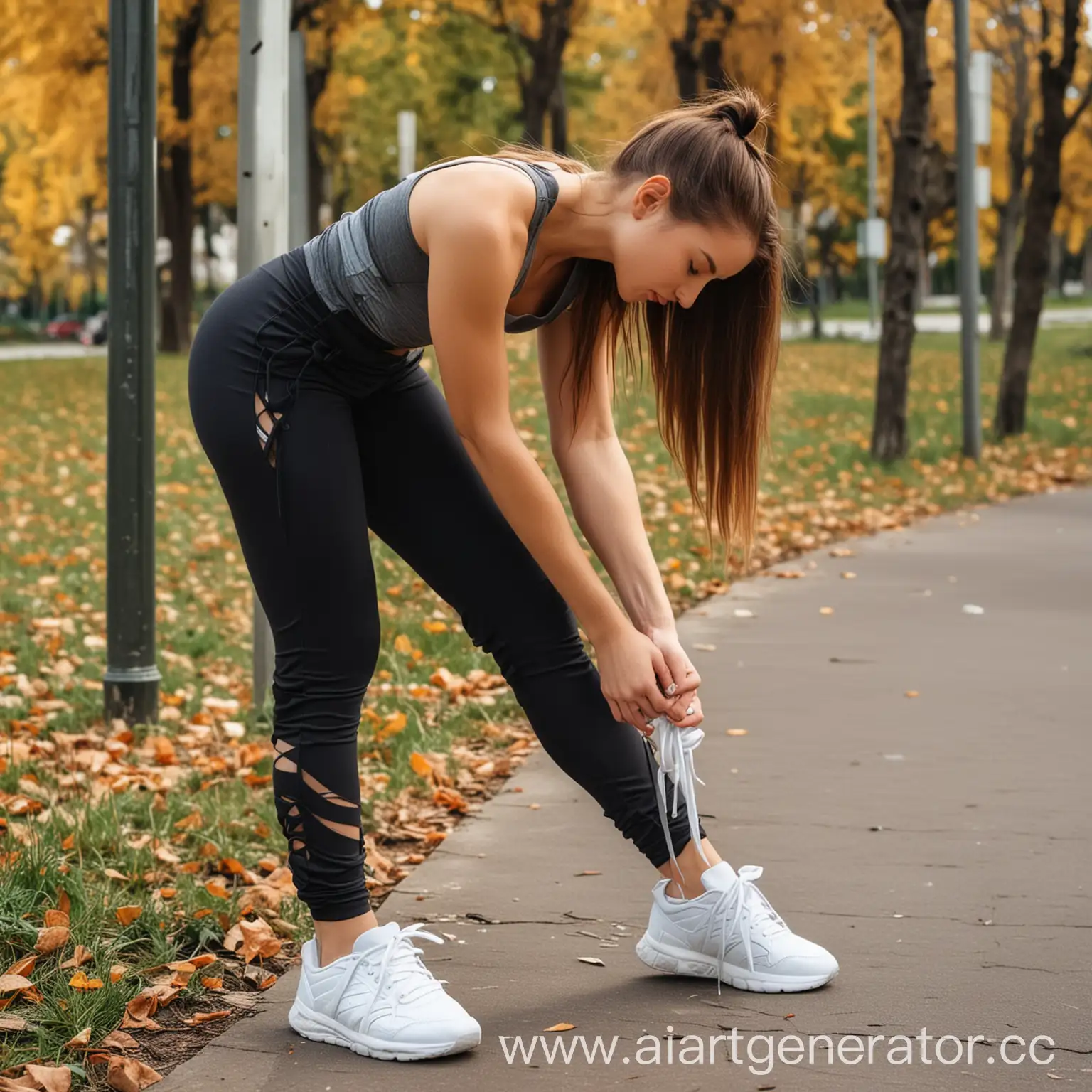 Active-Girl-Tying-Sneakers-in-the-Park