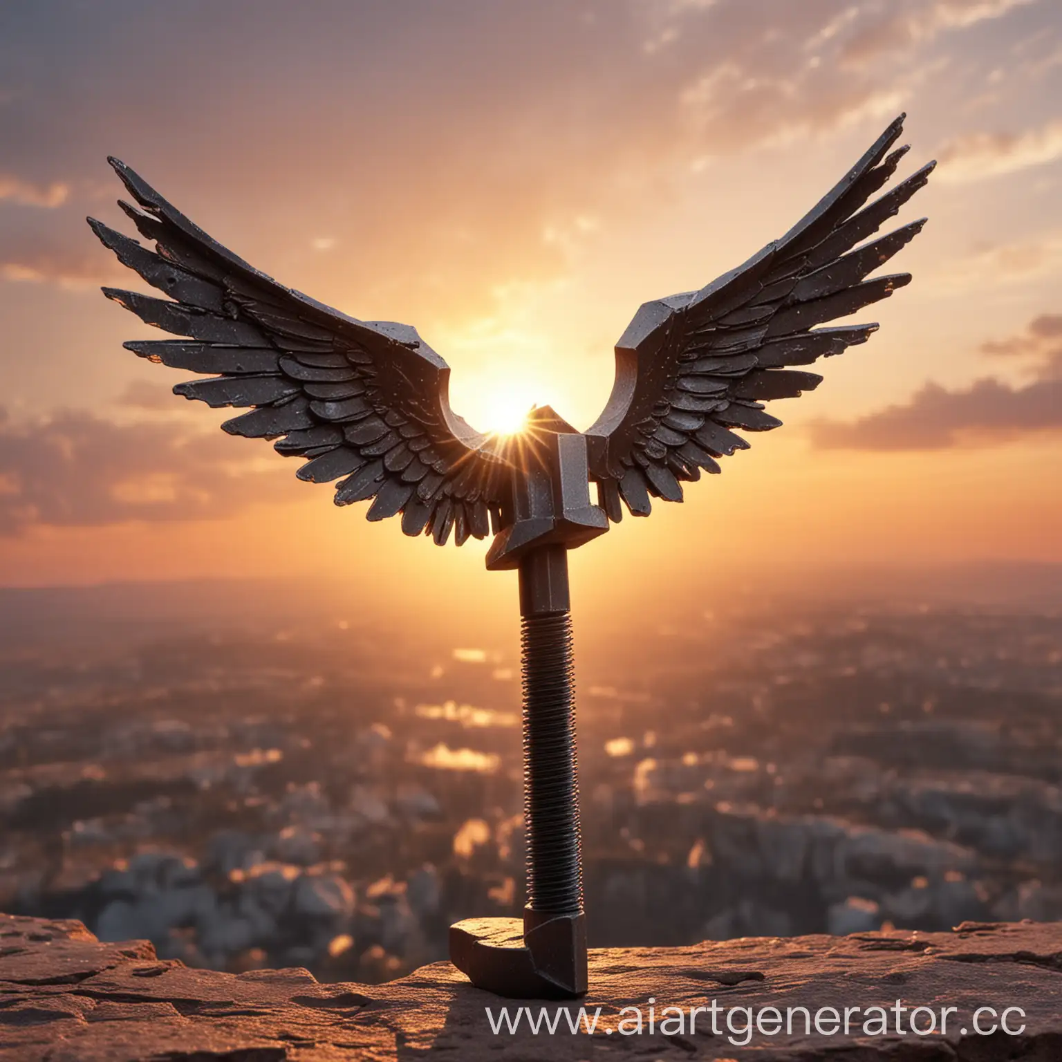 Iron-Bolt-Flying-with-Membranous-Wings-at-Sunset