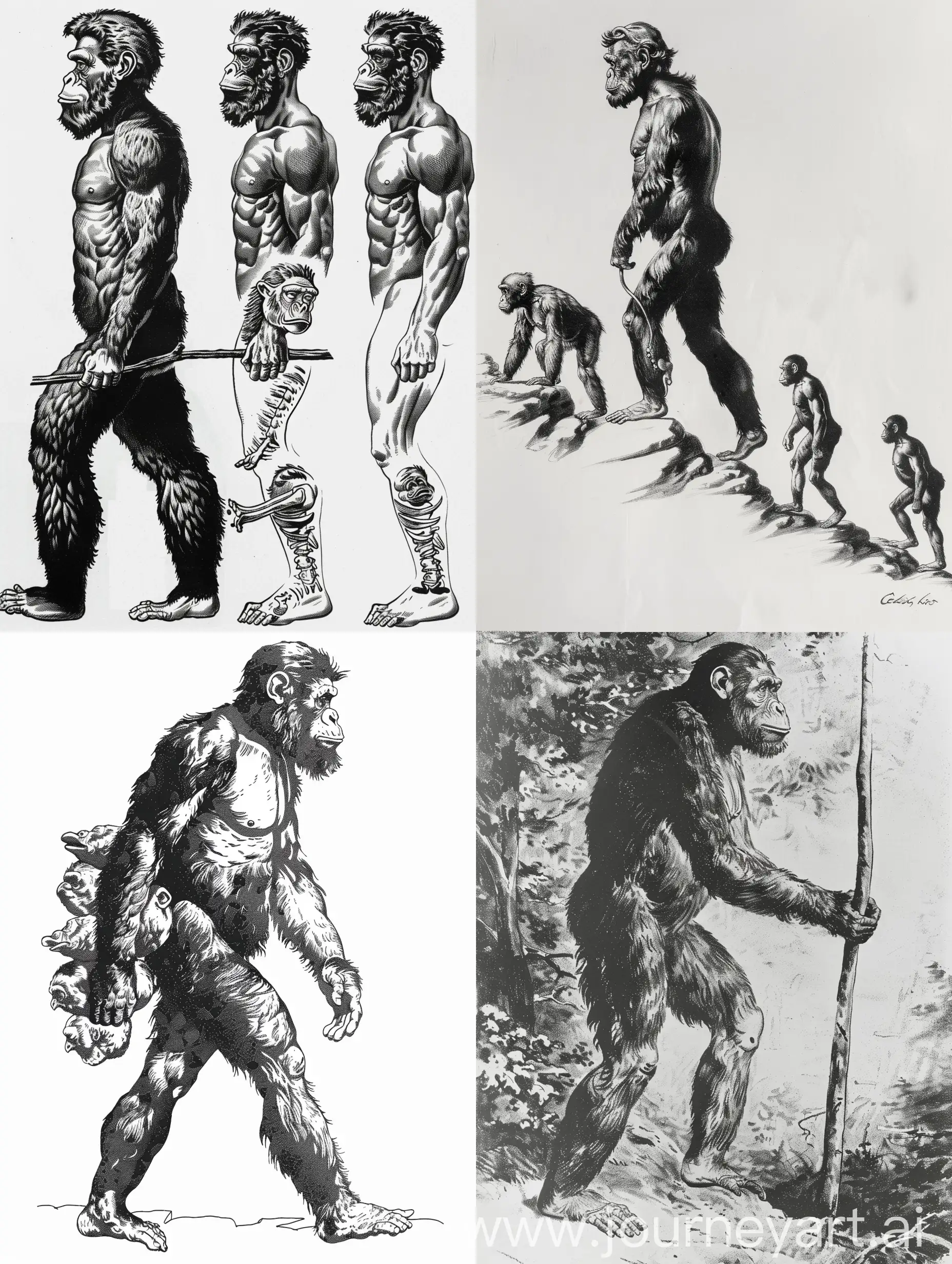 Evolution-of-Man-From-Ape-to-Modern-Human-in-Black-and-White