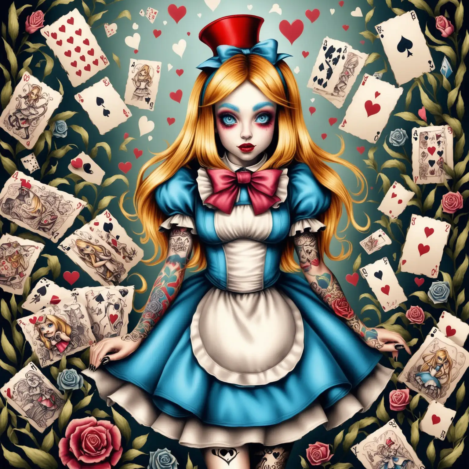 tattooed Alice in wonderland