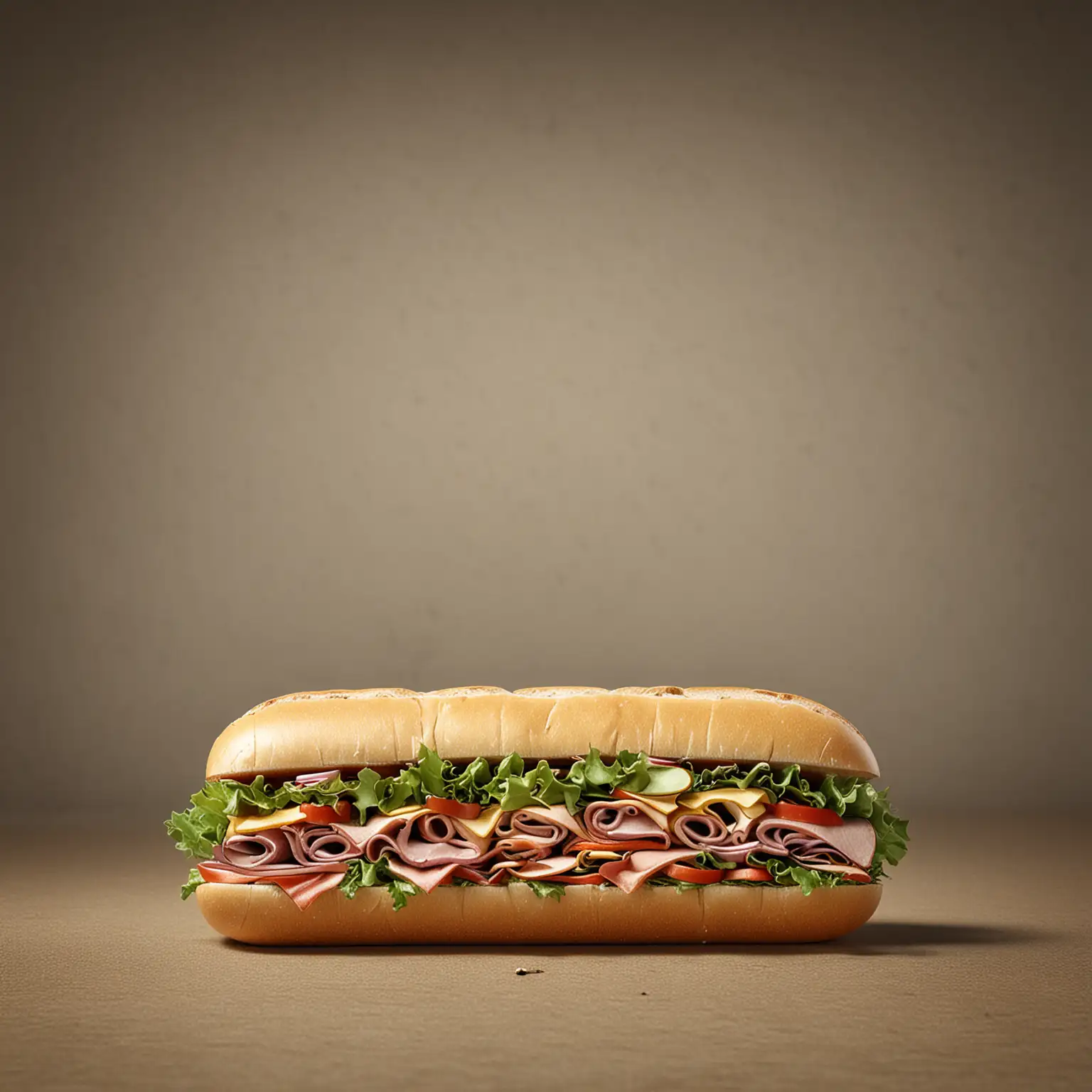 Simple and Realistic Subway Sandwich on Wooden Table