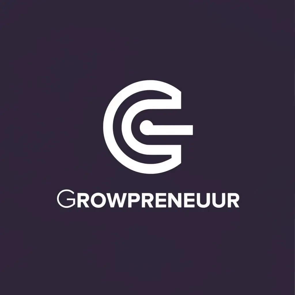 a logo design,with the text "Growpreneur", main symbol:G, consultant business, upskill,Minimalistic,be used in Others industry,clear background